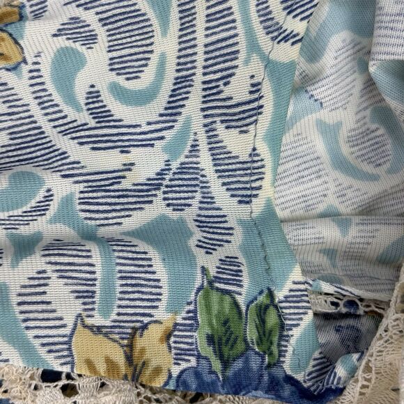 Vintage Made in California Floral Maxi Dress 70s Size 9 Lace Crochet Sleeve - Picture 9 of 16